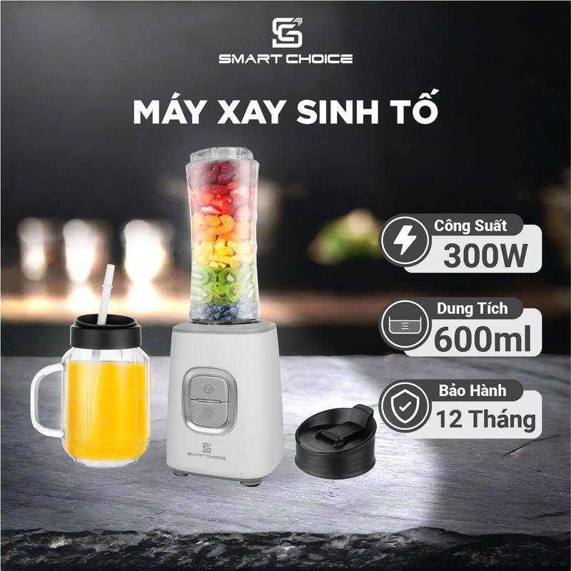 Máy Xay Sinh Tố 600ml SMARTCHOICE SCG-ST002 Xay Sinh Tố Hoa Quả Mini Cối Nhựa ABS Chính Hãng Bảo Hành 12 Tháng