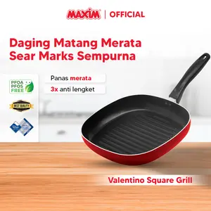 Maxim Valentino Alat Pemanggang Teflon Anti Lengket 20cm 26cm Square Grill
