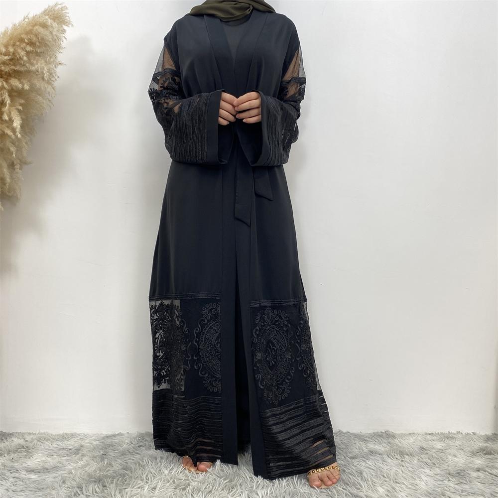 1546# Latest Designs Model Dubai Clothing Floral Lace Abaya - CHAOMENG MUSLIM SHOP