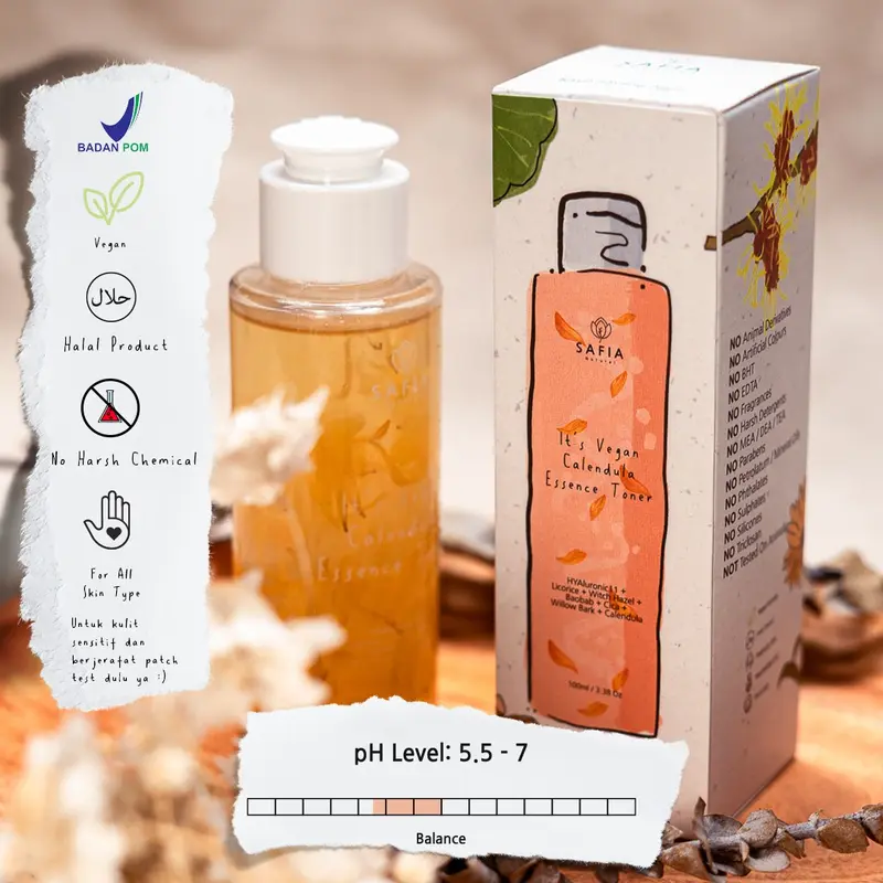 Safia Natural It's Vegan Calendula Essence Toner with 11 types of Hyaluronic Acid 1
