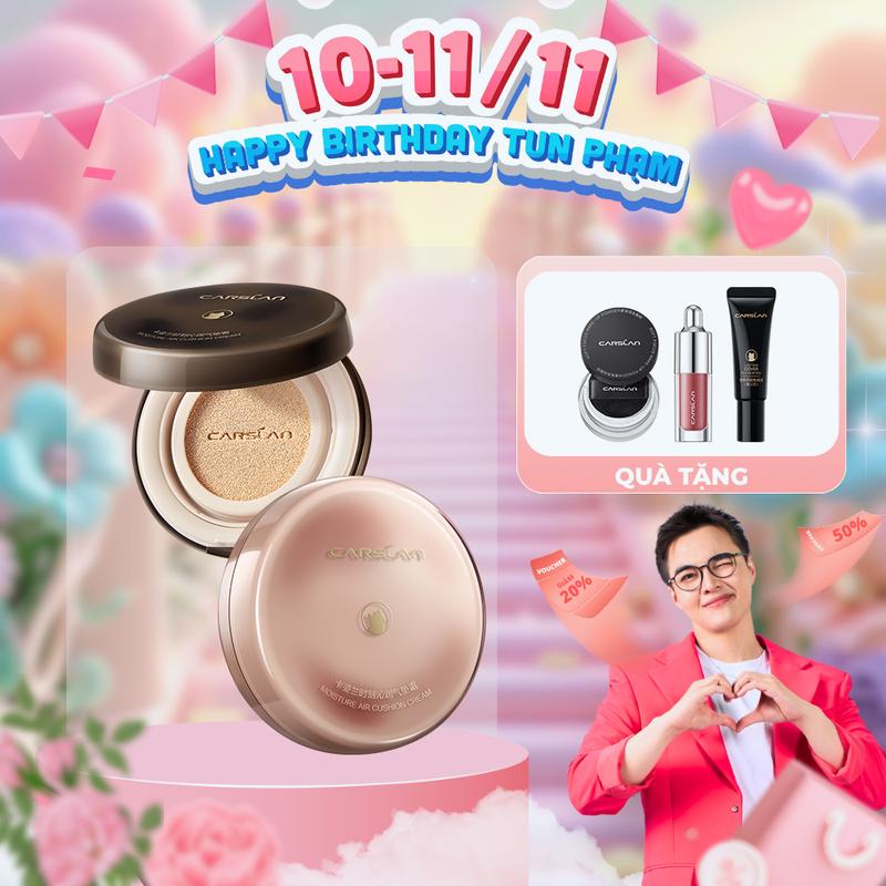   TunPham97 Cushion phiên bản dưỡng ẩm  kiềm dầu Carslan,Giữ lớp trang điểm cả ngày Lớp trang điểm không bị loang lổ 13.5g+ Mua 1 Tặng 3  Son tint mini  màu random  *1+kem nâng tông da 5g*1+phan phu mini 1g*1 