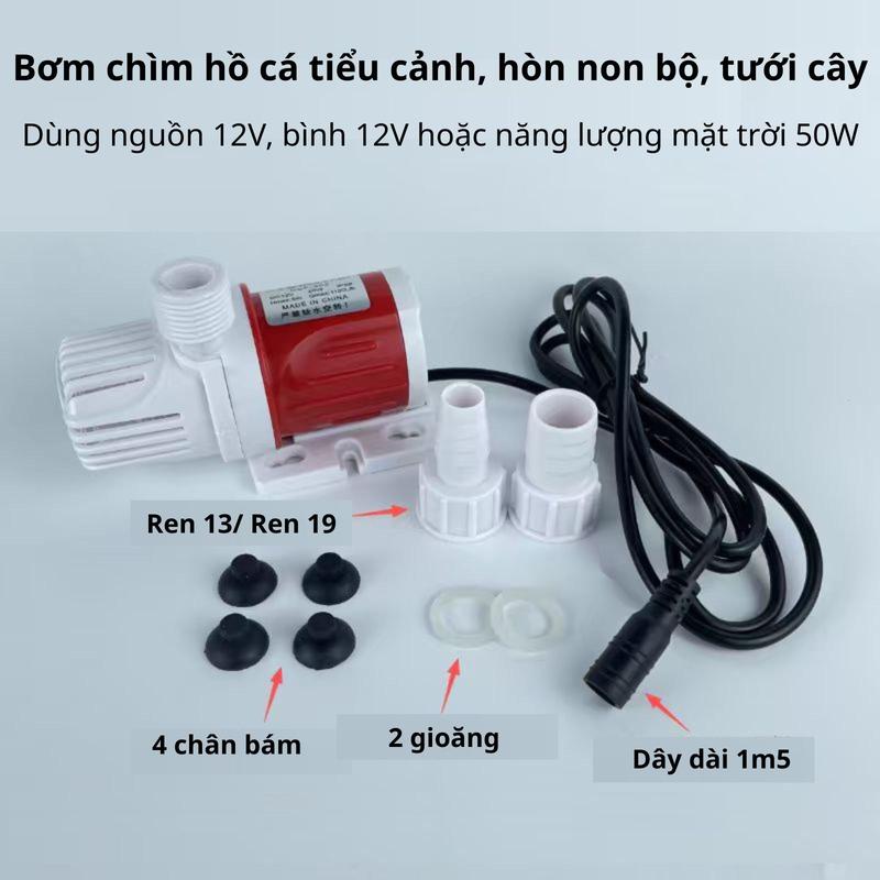 Combo Bơm chìm 12V20W Kèm Nguồn 12V có điều chỉnh tốc độ. Dùng hồ cá, tiểu…