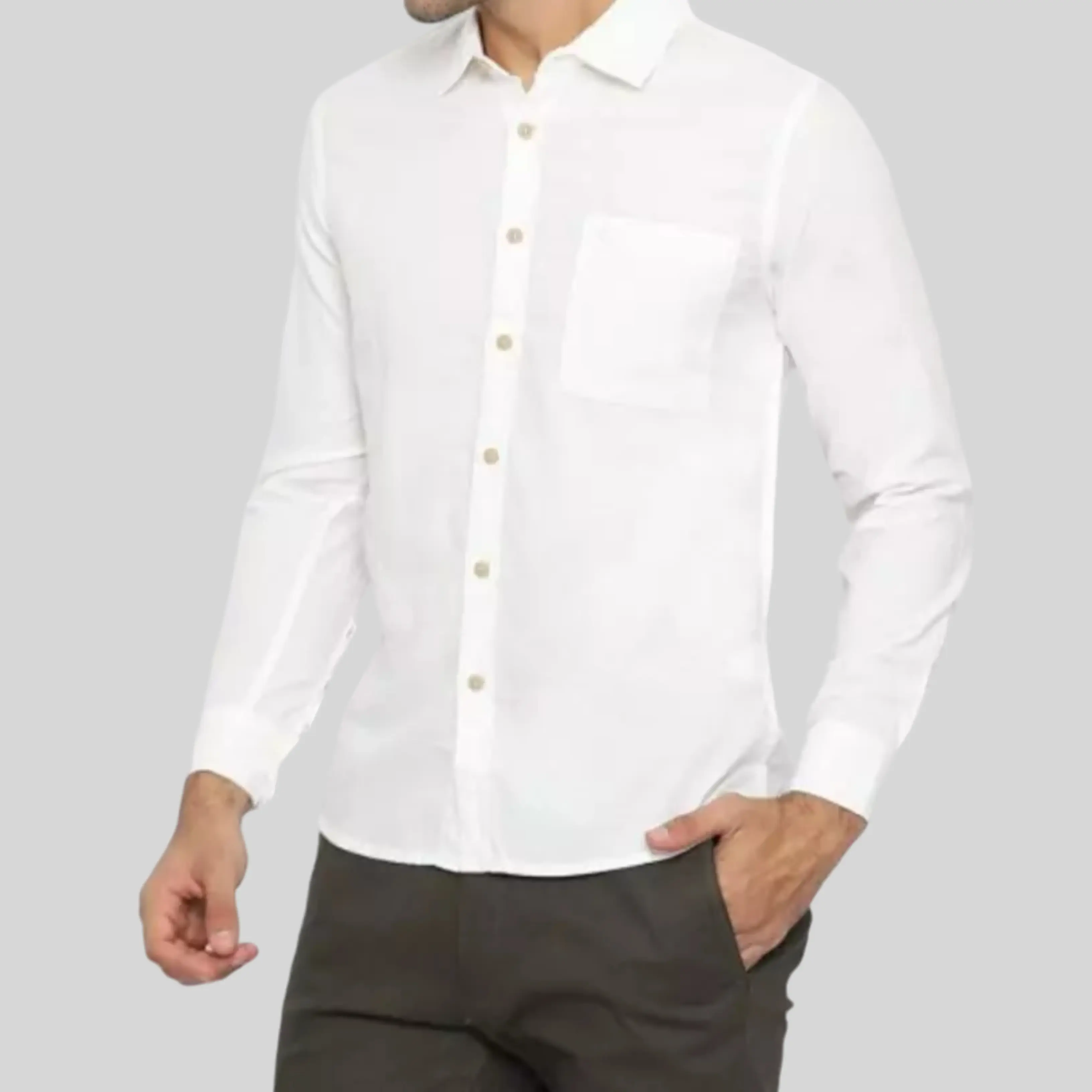 SEKAWANES | Kemeja Pria Lengan Panjang Terbaru Basic Casual Nyaman Katun Lembut Hitam Formal Kerja Garis Tangan Slim Fit Putih