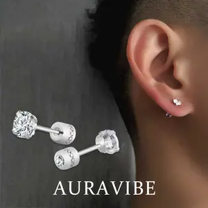 AURAVIBE-Anting pria dengan desain keren dan maskulin, kesan mewah, anting, terbuat dari titanium steel yang tahan warna, cocok untuk pria dan wanita, aksesoris couple yang modis.