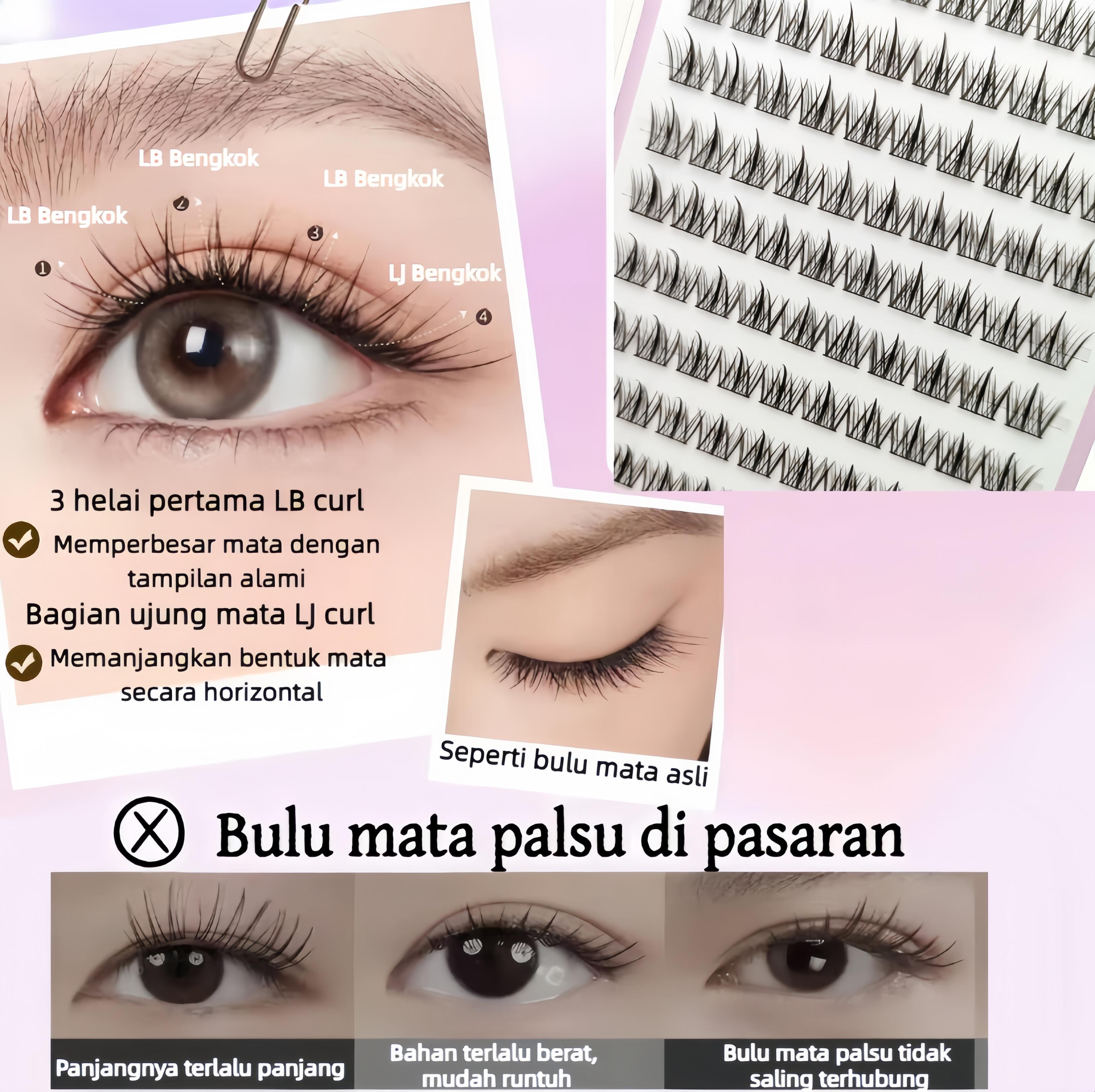 Bulu mata palsu Trilogi Orang Malas yang anti air dan anti keringat, setiap pemesanan akan mendapatkan lem bulu mata premium dan pinset secara gratis.