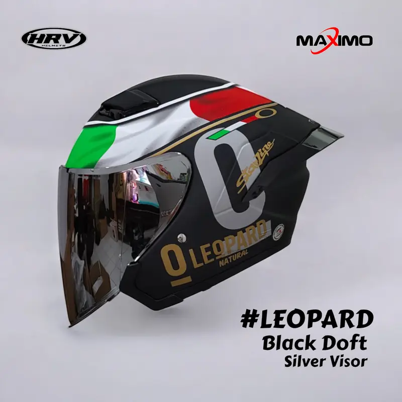 Helm HRV Maximo Motif Leopard Half Face SNI Motocycle Paket Ganteng helmpaket  ganteng visor  iridium helmsni 4