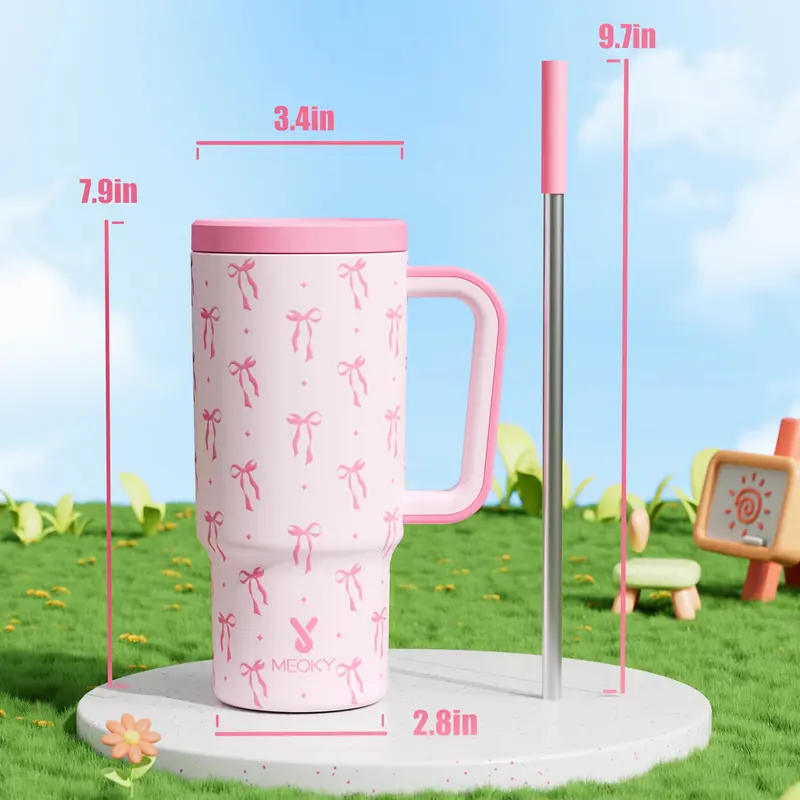 MEOKY 24oz(700ml) Travel Mug with Handle, Stainless Steel Vacuum Insulated Coffee Travel Mug, Double Wall with Leakproof Lid, BPA Free 2