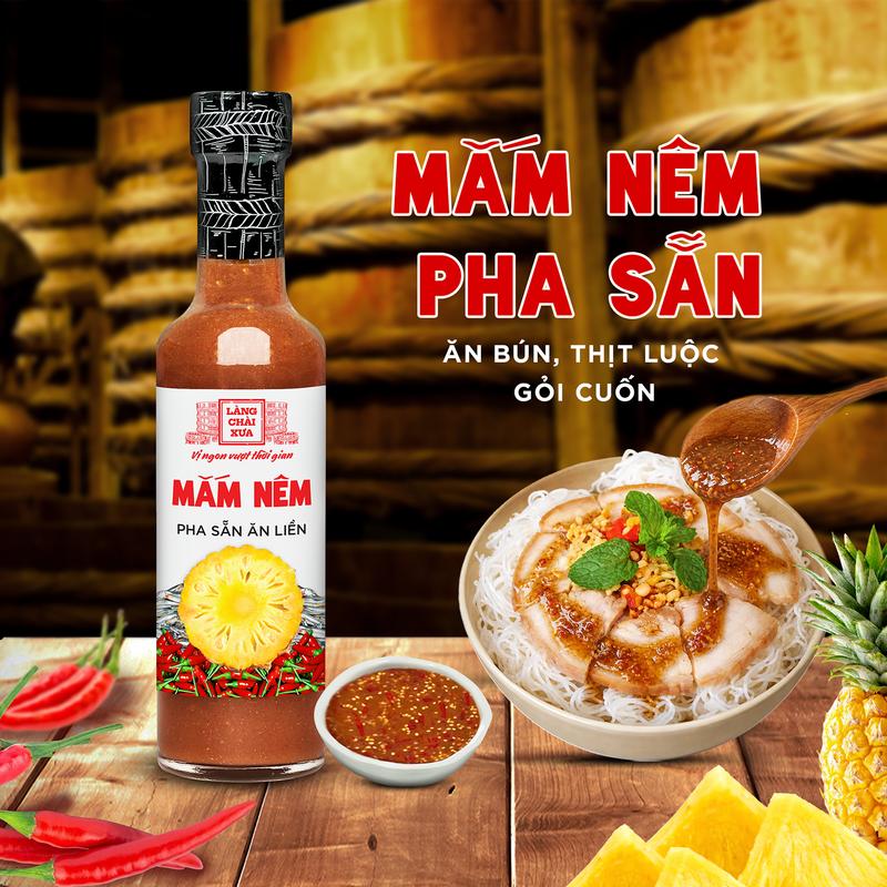Mắm nêm pha sẵn cao cấp Làng Chài Xưa chai thủy tinh 300g nguyên liệu tươi,…