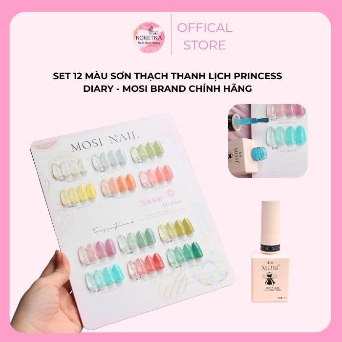 [Princess Diary] Bộ Sưu Tập Set Sơn Móng Tay 12 Màu Thạch Mosi Thanh Lịch - Mosi Brand