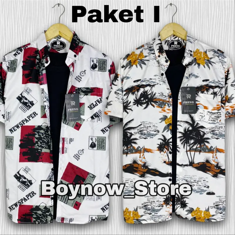 Kemeja Pantai Pria 50Rb Dapat 2Pcs Baju pantai Pria Kemeja Motif Lengan Pendek TERLARIS 5