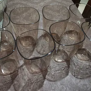 YESALL Gelas Minum 300ml Estetik - Gelas Plastik Food Grade Tidak Mudah Pecah / Gelas Air Kopi Jus / Warna Transparan Elegan / Isi Banyak Hemat