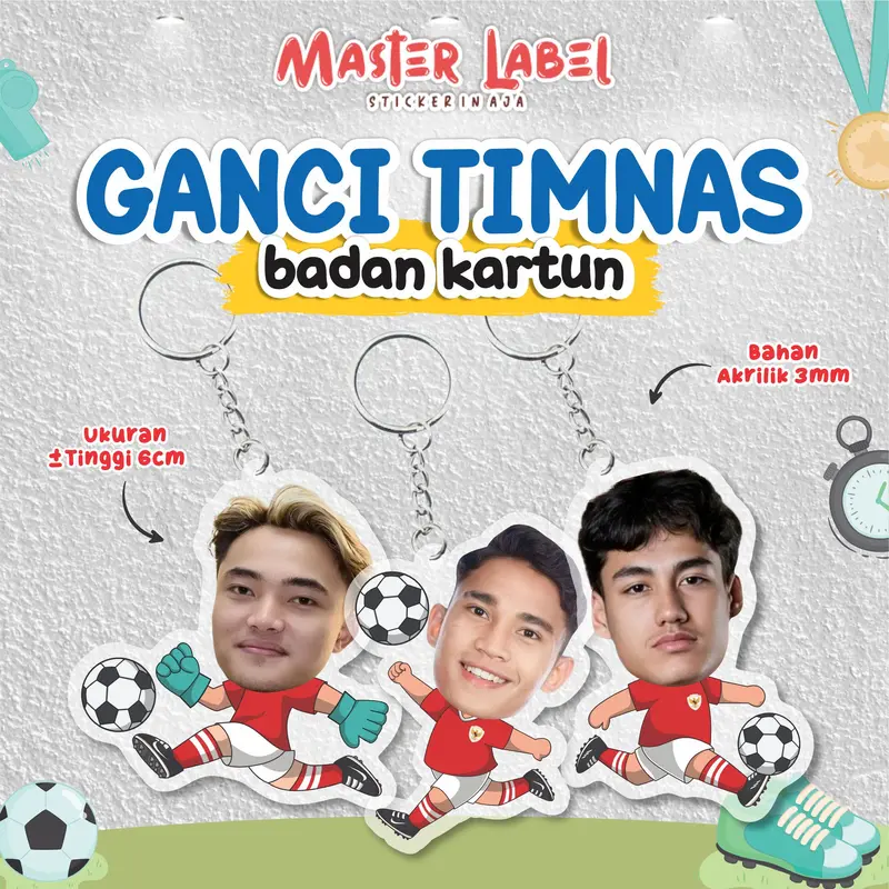 Stiker Kartu Ganci Timnas Badan Kartun / ganci timnas / ganci lucu TIMNAS 0