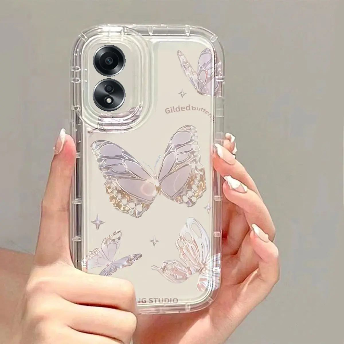 CASE OPPO A98 5G - A38 - A18 - A58 - A78 SOFTCASE TRANSPARAN MOTIF KUPU KUPU