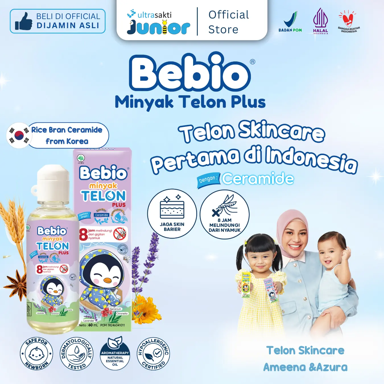 BEBIO MINYAK TELON CERAMIDE PLUS 60mL PERLINDUNGAN DARI NYAMUK 8 JAM