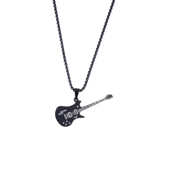 Rock Guitar Pendant Necklace, Personalized Stainless Steel Jewelry for Men and Women, Daily Wear Accessories, Creative Band Peripheral Accessories, Interesting Birthday Present, Concert Souvenirs, Fashion Accessories