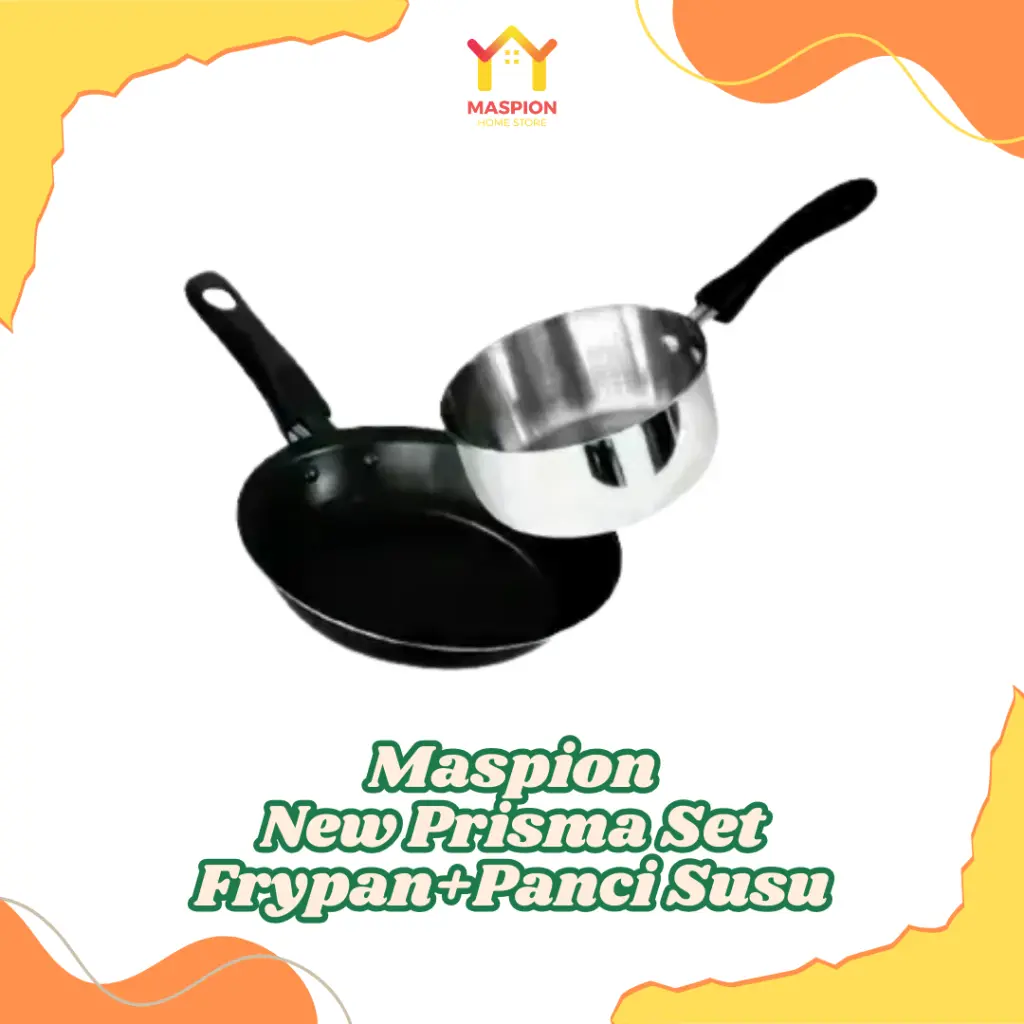 Maspion Panci New Prisma Set A Frypan 18 cm Hitam Anti Lengket + Saucepan 14 cm Stainless Steel - MHS