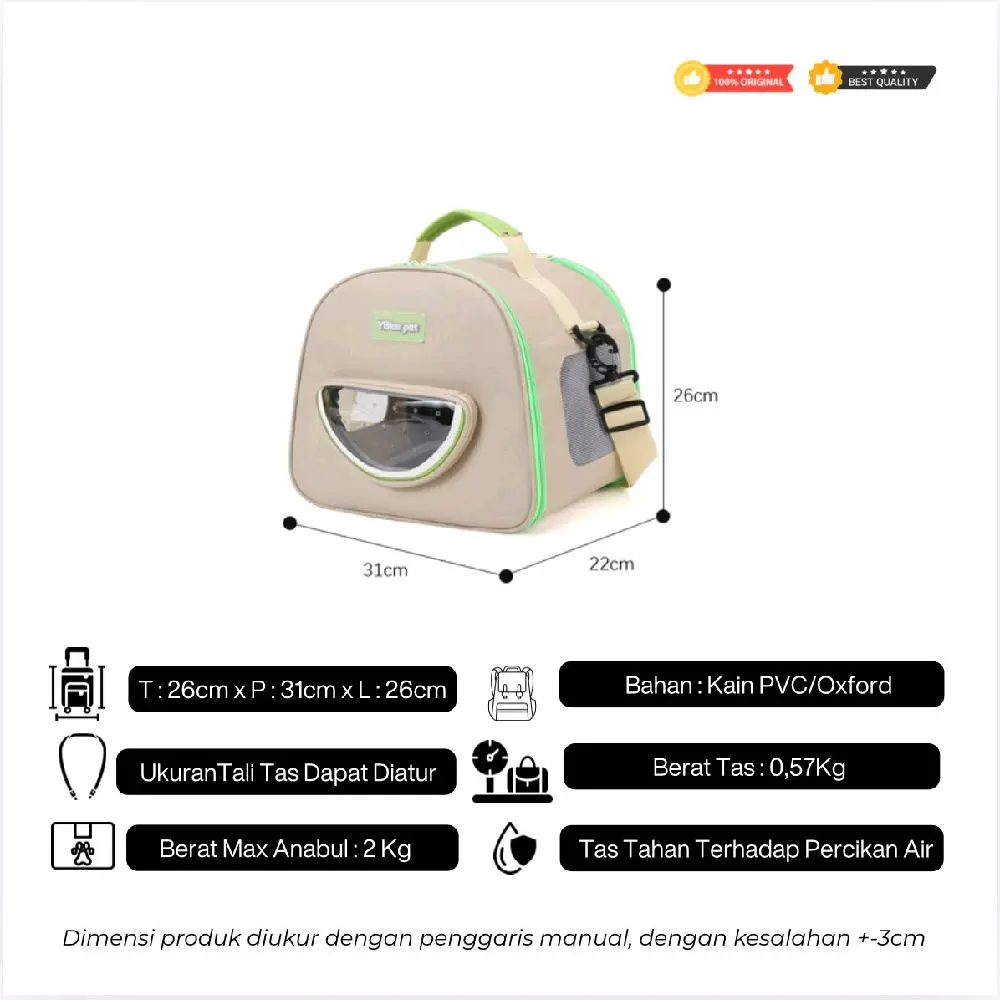 Petcarso- Spourt Tas Carrier Hewan Kecil Jendela Transparan|Travel Bag Bird & Small Pets
