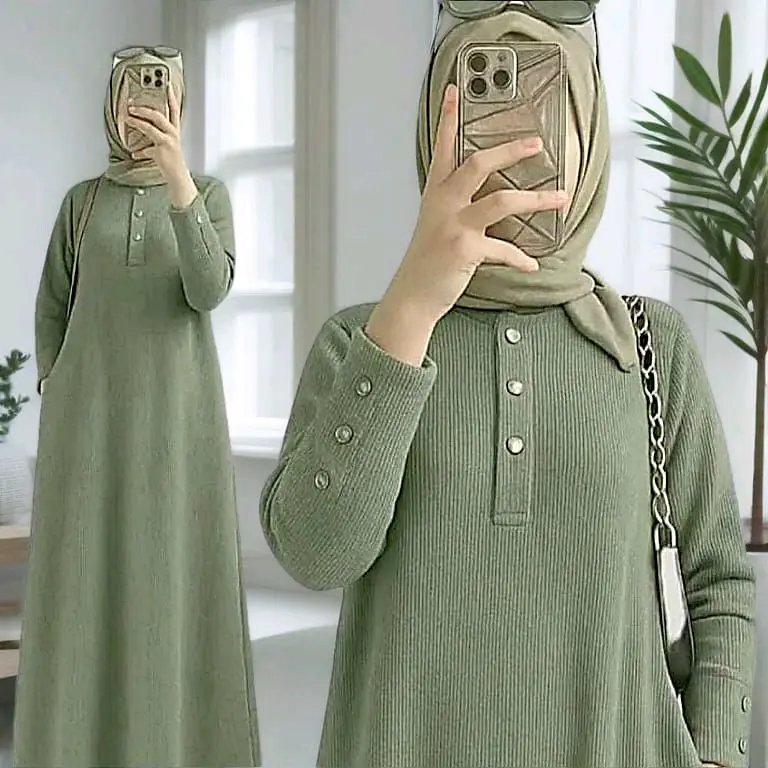 GAMIS INNARA KNIT BUSUI GAMIS KANCING BUTTON MATT KNIT