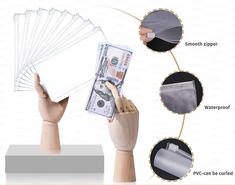 Sổ bìa cứng A6, sổ kế hoạch ngân sách với phong bì tiền mặt, 28 chiếc, sổ tay da PU 3