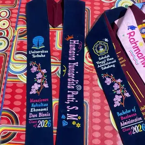 Selempang costume V Warna Warni Desain Khusus Cocok untuk Acara Wisuda Tampilan Menarik dan Istimewa selendang Syal Kain Beludru Premium Ukuran 170 cm x 10cm