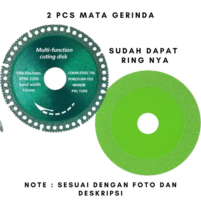 2 Pcs Mata Gerinda Multifungsi Diamond Untuk Pemotongan Ubin Keramik Kayu Marmer 4 Inch