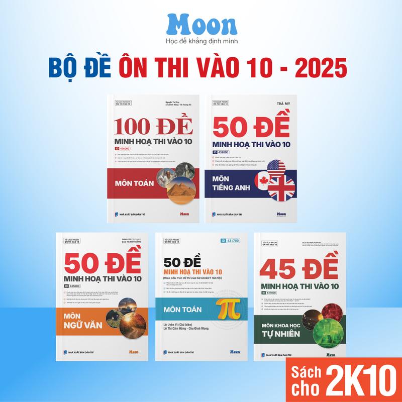 Combo sách ôn thi vào 10, đề minh họa luyện vào 10 cho 2K10 moonbook