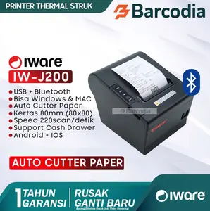 Printer Thermal IWARE IW-J200BT IW J200BT Receipt POS 80mm USB Bluetooth RJ11