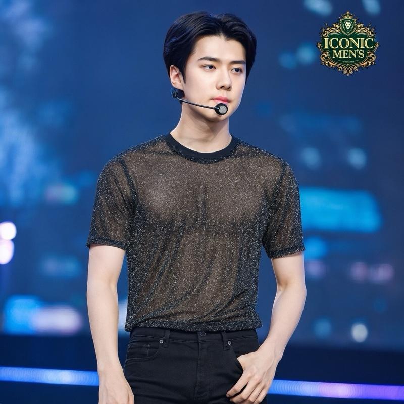 Áo thun lưới nhũ ánh kim lấp lánh fom rộng Mã 162