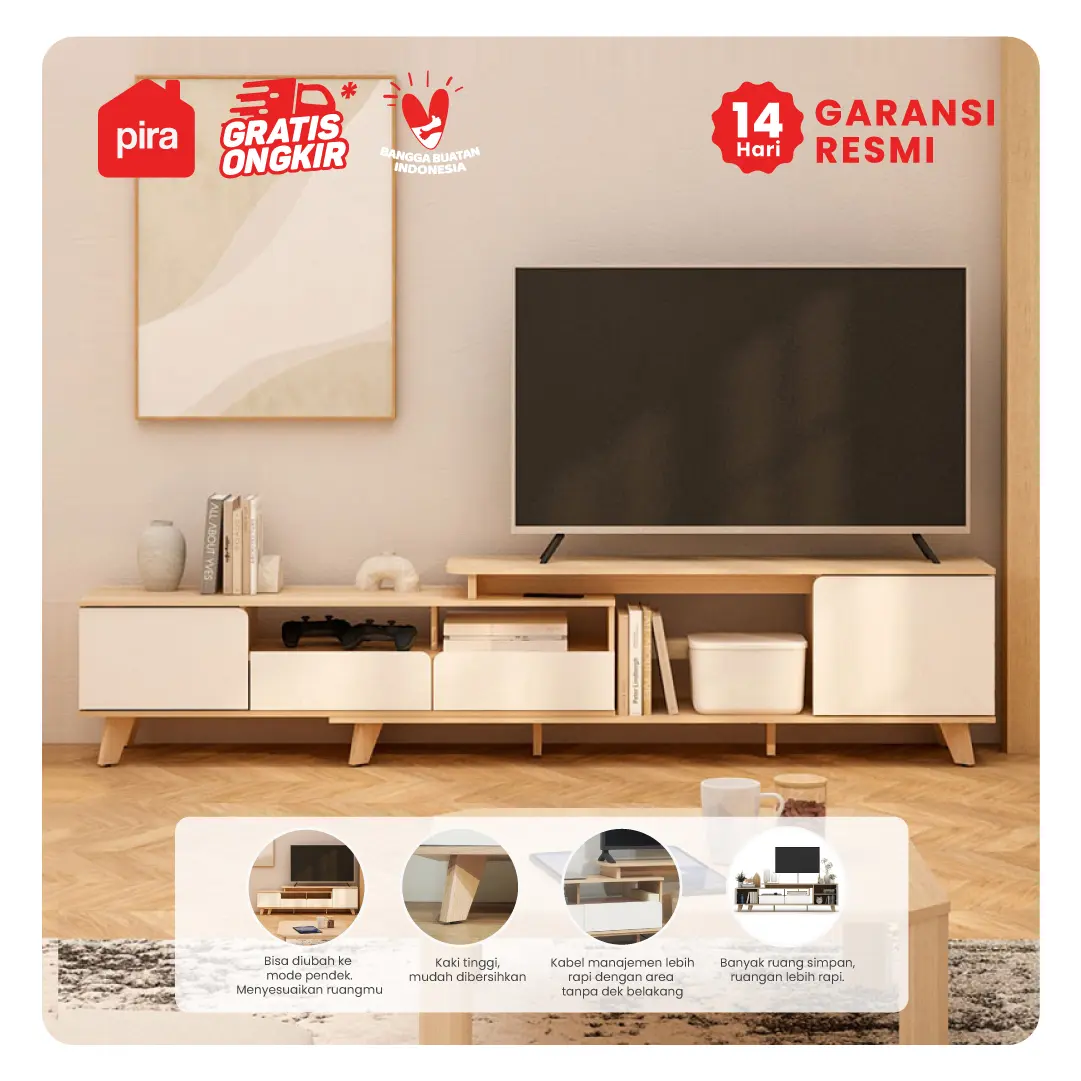 PIRA METROPOLIS OX - SAKURA TV200 Meja TV / Rak TV dapat dipanjangkan dengan fitur Extendable
