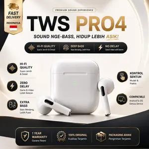 [COD] NEBULA-PRO 4 Headset Bluetooth Earphone Smart Touch Control Headphones HiFi Stereo Earbuds Upgrade Wireless Kualitas Suara HD Live-like Experience Bass Garansi 12 Bulan Tws