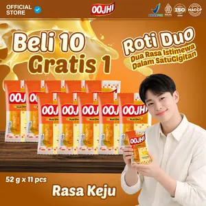 OOJHI Roti Duo 10 pcs Rasa Cokelat, Keju, Stroberi & Vanila, Blueberry & Yogurt Cemilan Bersertifikat BPOM & Halal 52g