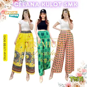 3 Pcs Celana Kulot SMK Wanita Dewasa Bahan Premium, Adem & Kekinian - Triti Collection  Motif Nyaman Panjang Rayon Santai Variasi Polkadot Katun Bali