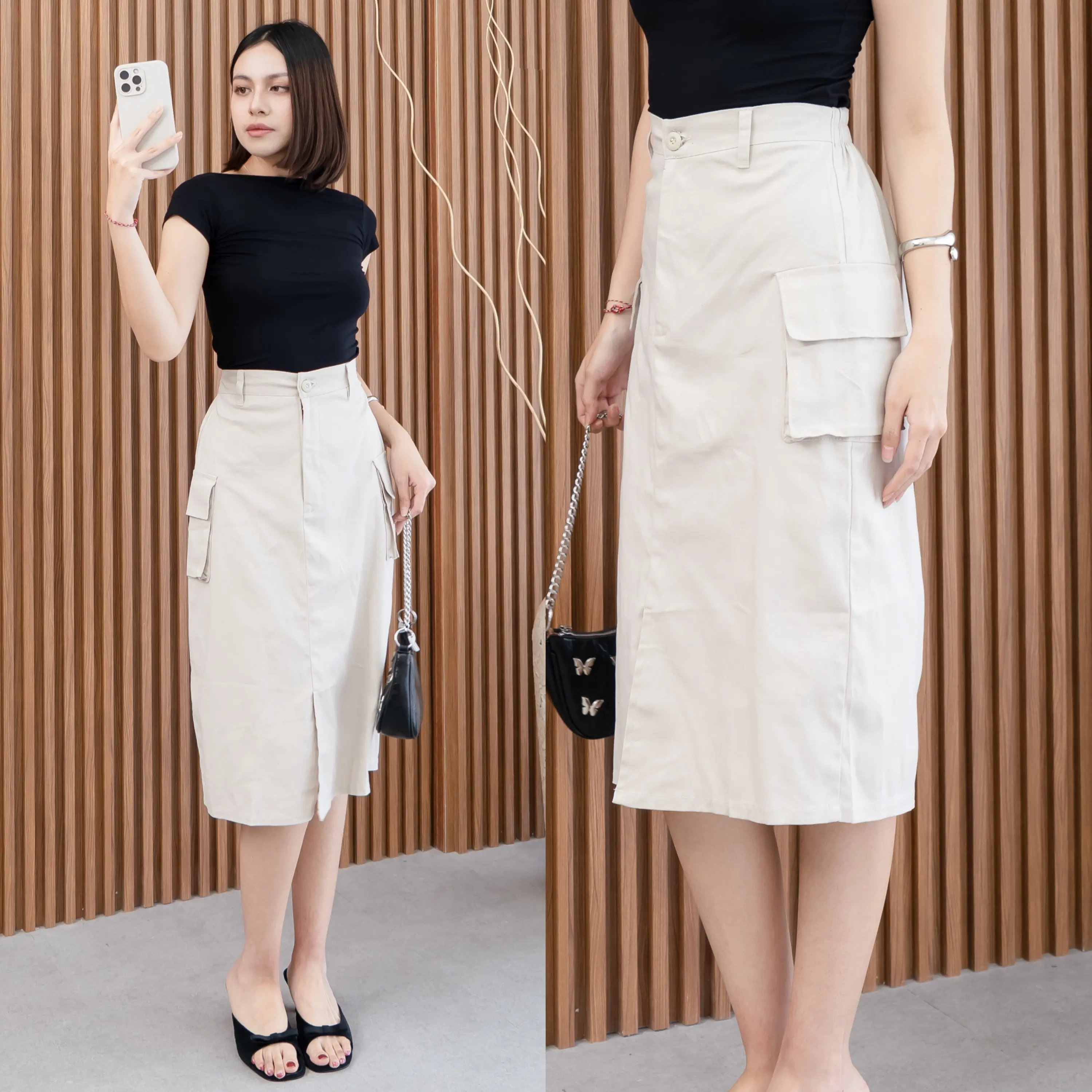 [GURLBUCKET] Cassa Skirt / Cargo Skirt / Long Skirt / Rok Cotton Twill "Pakaian Wanita"