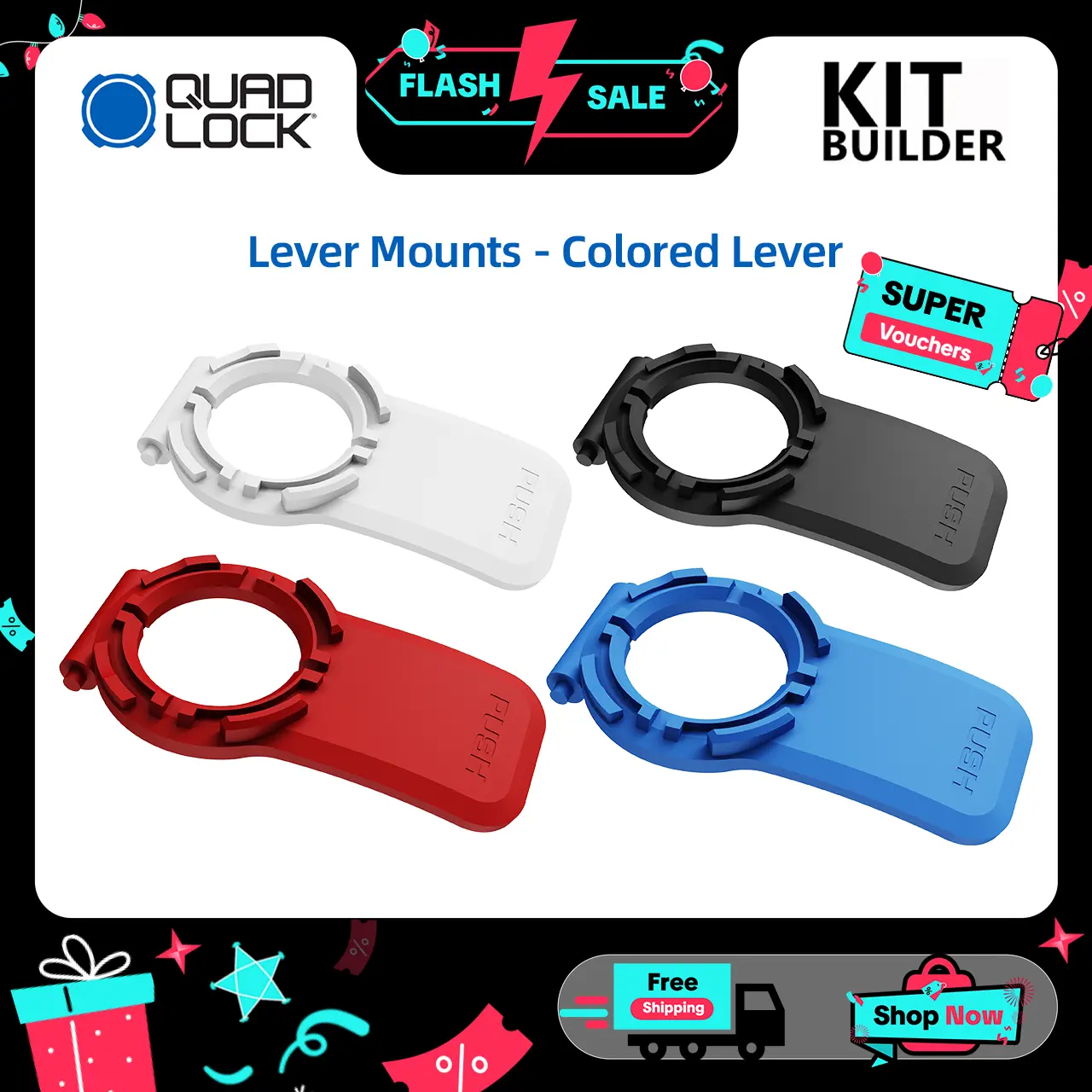 Bicycle Phone Holder Motorcycle QL Mount Lever Mounts Different Colored Levers For Bicycle Motocycle Handlebar Stem Phone Holder Universal Handlebar Stem Mount Handlebar Stem Nuts