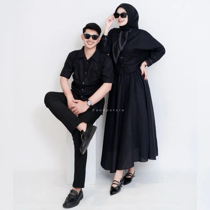 Setelan Rok Wanita - Baju Pasangan Fashion Muslim Linen Trend - Atasan Kemeja Pria Linen - Moira Couple  Casual 2