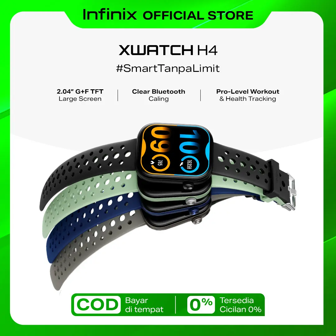 Infinix XWATCH H4 -  XW4L - 2.04 Inch TFT Large Screen - Clear Bluuetooh Calling - IP68