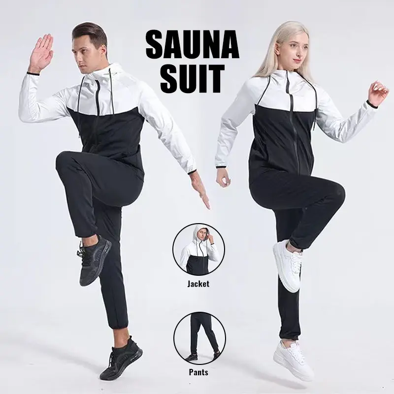 Plus Size Fitness weight loss Sauna Suit Sweat Suit for women/men fast sweating track suit women sauna slimming jacket with zipper