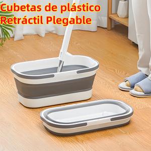 Cubo para fregona plegable portátil - Gran capacidad, cubo plegable para agua, cubo de plástico portátil para fregonas, con diseño de rueda duradera y ahorro de espacio, fácil de almacenar, ideal para lavado de coches, camping, pesca, viajes y actividades