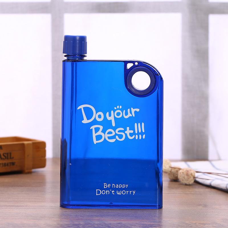 Product Introduction of Creative Square Book Water Bottle Ring Water Bottle Notebook Water Bottle Clear Plastic Cup Outdoor Portable Flat Water Cup 11
