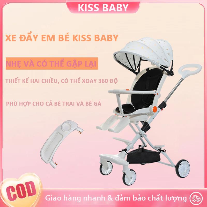 Xe Đẩy Trẻ Em Bé KISS BABY Nhẹ Và Có Thể Gập Lại Thích Hợp Cho Trẻ Mới Biết Đi.Xe đẩy trẻ em thiết kế hai chiều xoay 360 độ có khay ăn uống thích hợp cho cả bé trai và bé gái