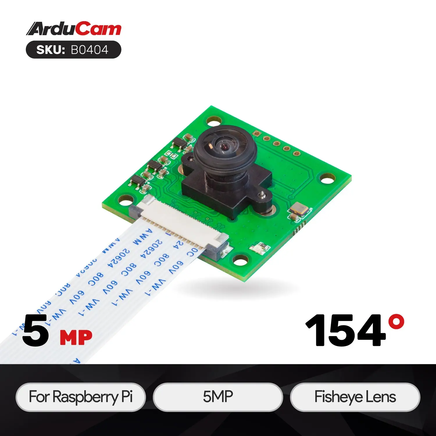 Arducam Camera Module 5MP OV5647 Fisheye + M8 Lens untuk SBC B0404A