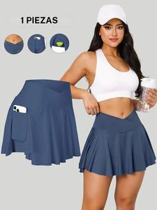 Falda plisada de color sólido para mujer, minifalda deportiva casual para tenis y golf, entrenamiento, partes de abajo para damas para todas las estaciones