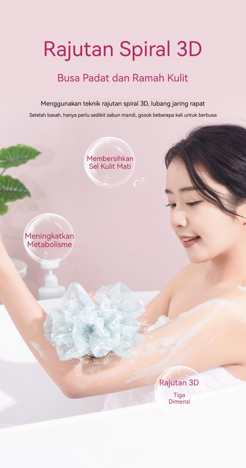 Bola mandi elastis, handuk mandi dua-dalam-satu yang dapat meregangkan punggung, handuk mandi bernilai tinggi untuk menghilangkan lumpur tanpa rasa sakit