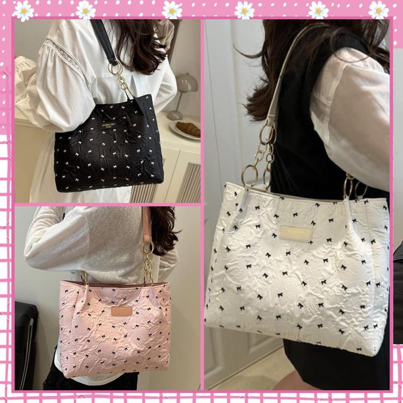 Túi tote da kẹp nách xách tay nữ họa tiết nơ xinh vừa giấy A4 đi học đi chơi thời trang Bachhoaonline688 070