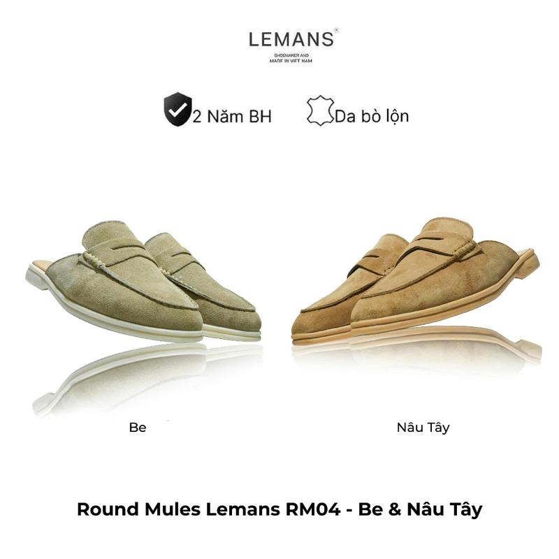  Dép Sục da lộn Round Mules Lemans 2 màu - RM04.1 da lộn đế cao su có mùi thơm thiết kế sục trẻ trung chính hãng Bảo hành 12 tháng 