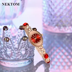 desain unik bentuk bulat telur jam tangan permata wanita tahan air-zrf