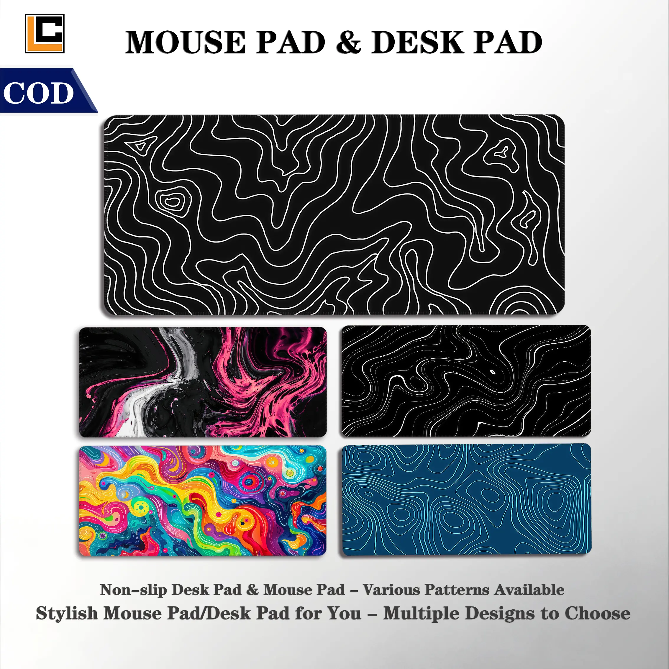 Hitam Putih Minimalis Mouse pad Slip-Resistant DeskMat Custom Besar Lebar Gaming Mousepad Karet Anime Cartoon Aesthetic 80x30cm 26x21cm Minimalis Monokrom