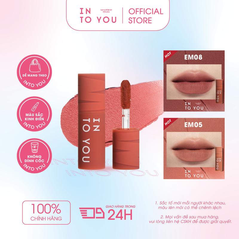 Combo 3 Son Mini Bùn INTO YOU Lì Nhẹ Bền Màu Mềm Mịn Làm Đầy Rãnh Môi Khử Thâm Đẹp Cho Nữ Sáng Da EM05 1g