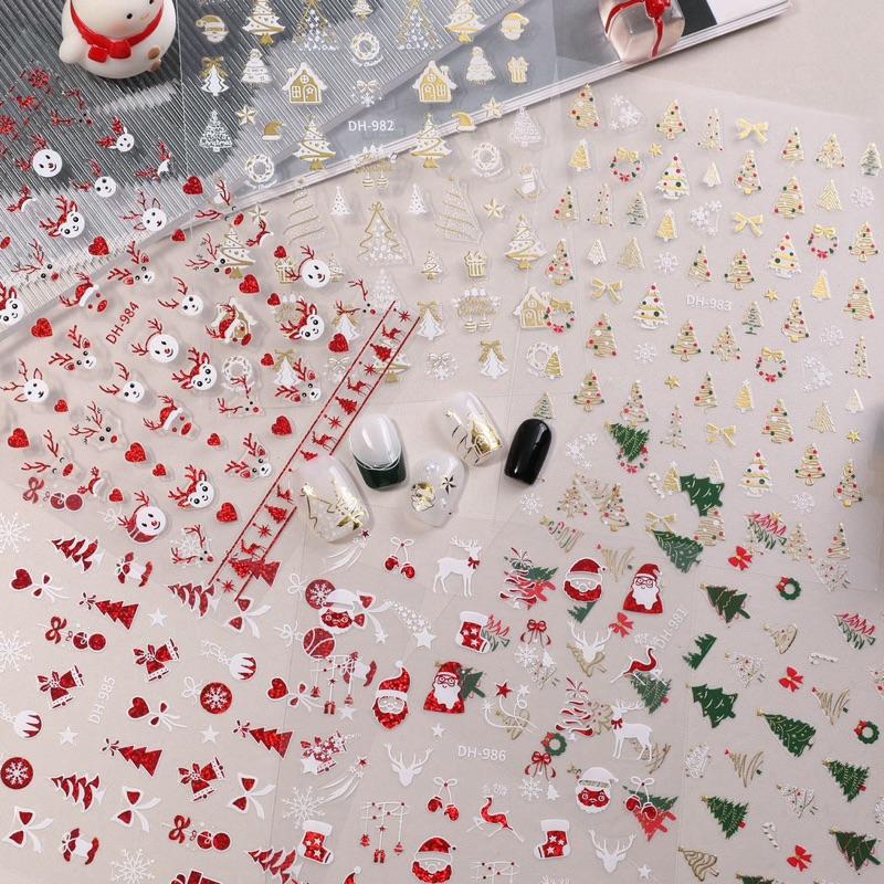  Sticker giáng sinh bông tuyết tuần lộc noel dán móng phụ kiện làm nail xinh 