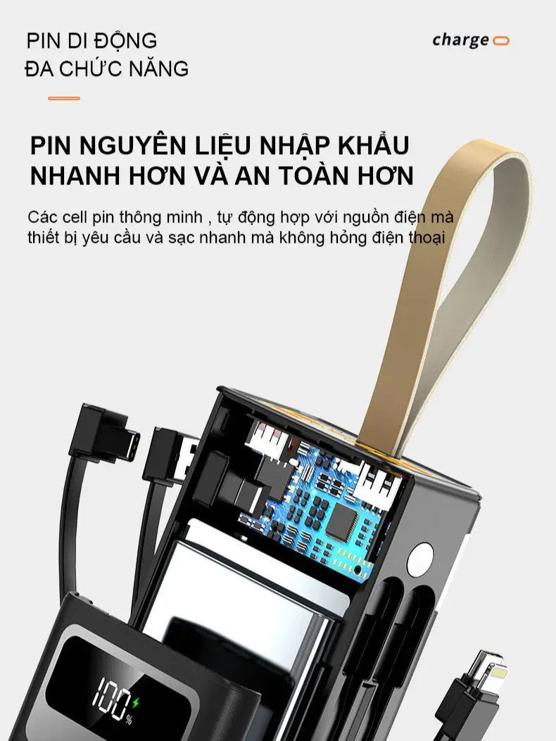 Sạc Dự Phòng HB63 50.000MAH , Tích Hợp 2 Dây Sạc , Sạc Siêu Nhanh,  Bảo Hành 12 Tháng [ Đổi trả bất kỳ lý do gì ] Phụ Kiện Điện Thoại Pin Dự Phòng Đèn | BigBuy360 - bigbuy360.vn